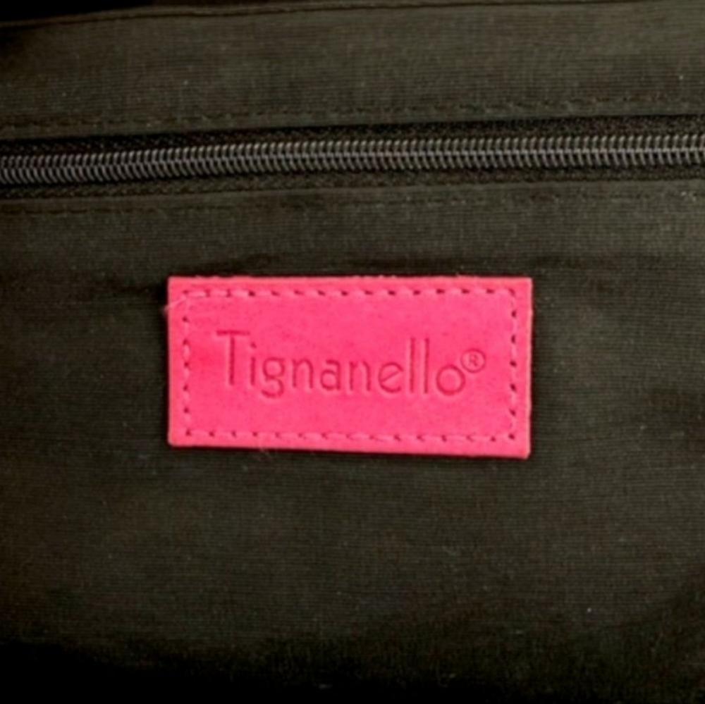 👛 Vintage Tignanello Gorgeous Pink Leather Shoulder Bag. Structured Design - Picture 5 of 11